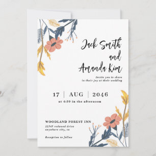 Stylish Summer Floral Flower Wedding Invitations