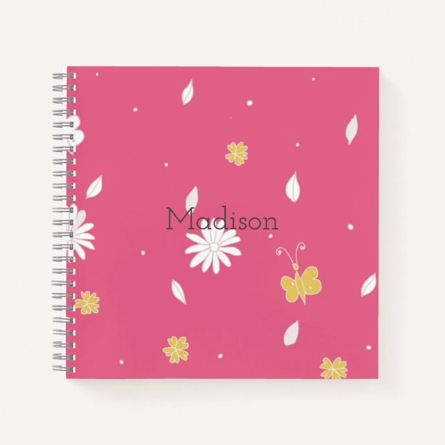 Stylish Summer Pretty Pink Pattern Girl’s Notebook (Front)