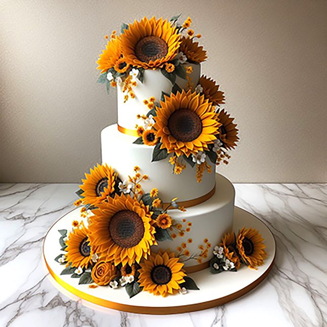 STYLISH SUNFLOWER DECORATED BIRTHDAY CAKE CARD (Creator Uploaded)