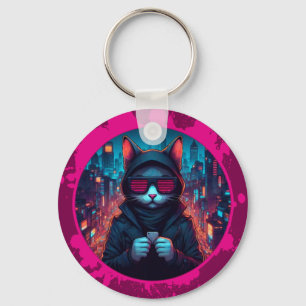 Stylish Sunglasses Cat Key Ring