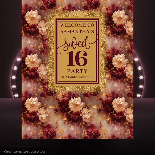 Stylish Sweet 16 Blush Burgundy Gold Tapestry (Stylish Sweet 16 Blush Burgundy Gold Tapestry)