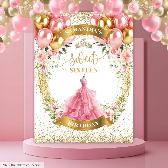 Stylish Sweet Sixteen Backdrop Blush Roses Gold  Tapestry (Stylish Sweet Sixteen Backdrop Blush Roses Gold Glow)