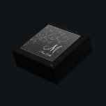 Stylish Swirl Custom Monogram Black Gift Box<br><div class="desc">Beautiful gift template in black with a stylish floral swirl and custom monogram and name text. Impress your loved ones with this elegant and trendy design. A perfect gift for women! Fully customisable. Easy to use and easy to personalise. Order Today!</div>