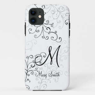 Stylish Swirl Custom Monogram iPhone 11 Case
