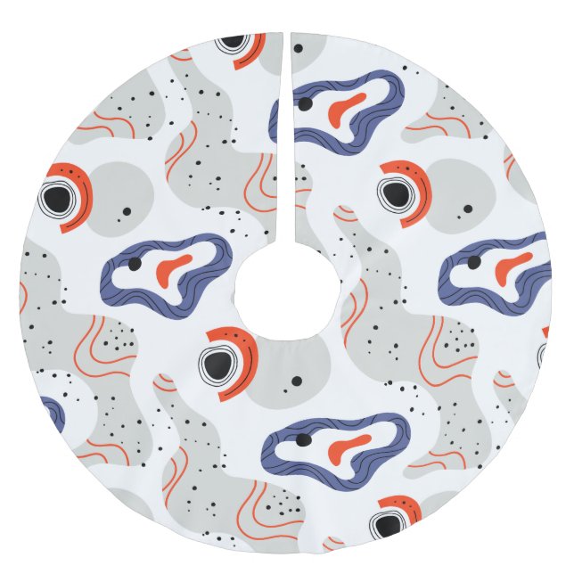 Stylish Swirls and Curbs Abstract Pattern Brushed Polyester Tree Skirt (Front)