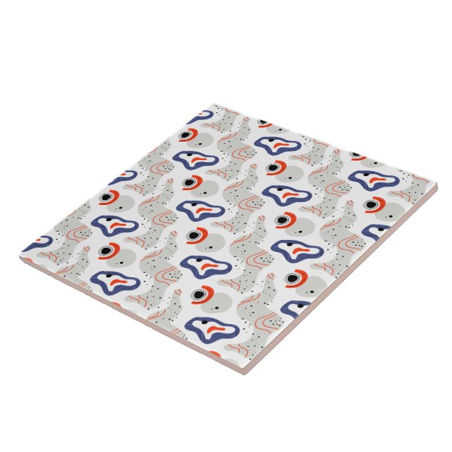 Stylish Swirls and Curbs Abstract Pattern Ceramic Tile (Side)