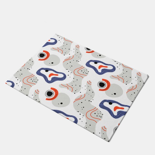 Stylish Swirls and Curbs Abstract Pattern Doormat (Angled)