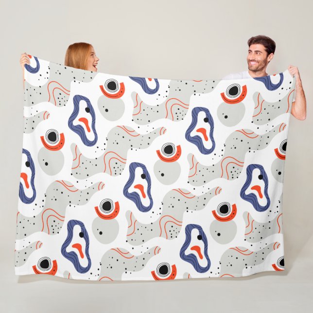 Stylish Swirls and Curbs Abstract Pattern Fleece Blanket (In Situ)