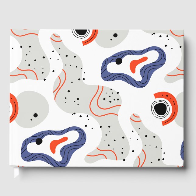 Stylish Swirls and Curbs Abstract Pattern Guest Book (Front)
