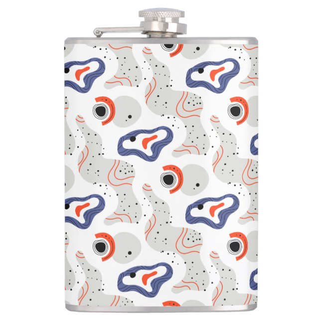 Stylish Swirls and Curbs Abstract Pattern Hip Flask (Front)