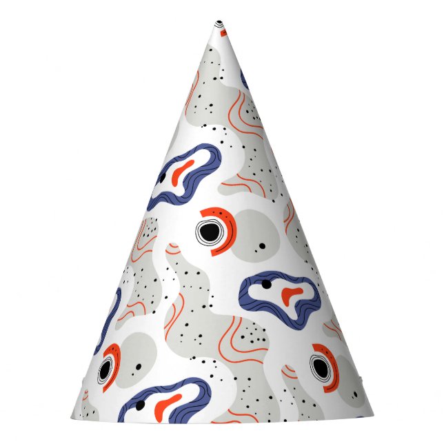 Stylish Swirls and Curbs Abstract Pattern Party Hat (Front)