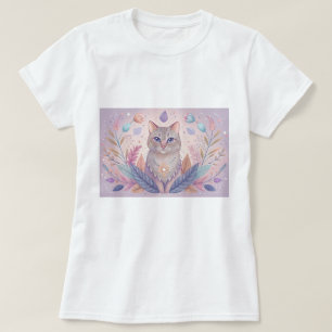 Stylish T-shirt with cute kitten in pastel colours