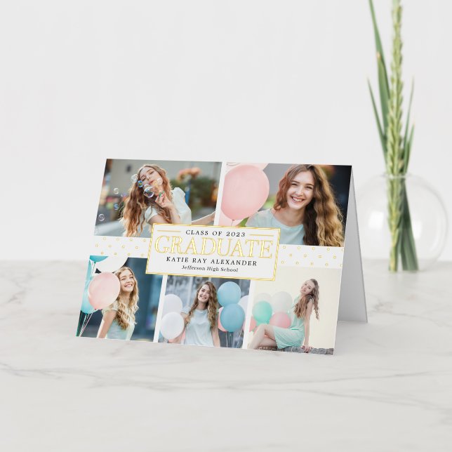 Stylish Tag FOIL Graduation Photo Thank You Card (Front)