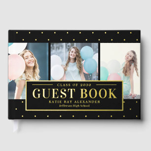 Stylish Tag Foil Photo Graduation Guest Book