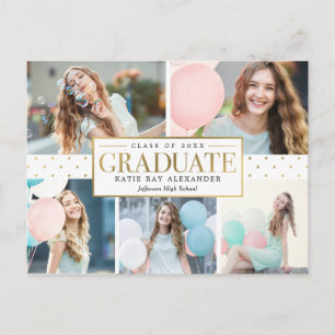 Stylish Tag Graduation Announcement Postcard
