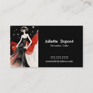 Stylish Tailor Dressmaker black Business Card