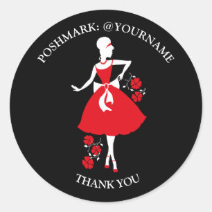 Stylish Tailor Dressmaker black Classic Round Sticker