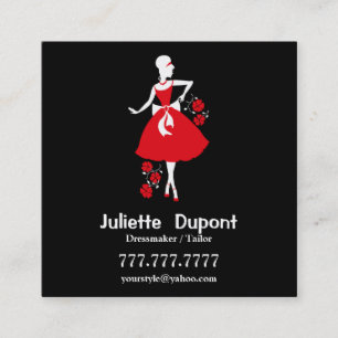 Stylish Tailor Dressmaker black Square Business Card