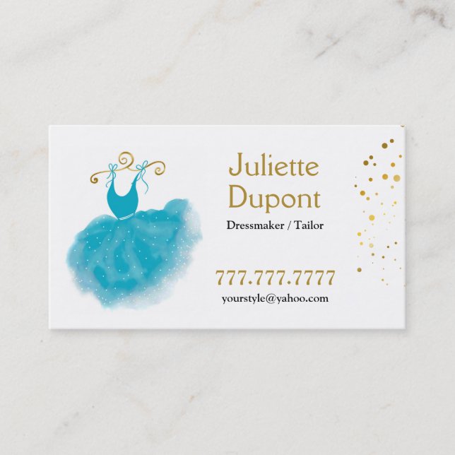 Stylish Tailor Dressmaker gold wedding salon Busin Business Card (Front)