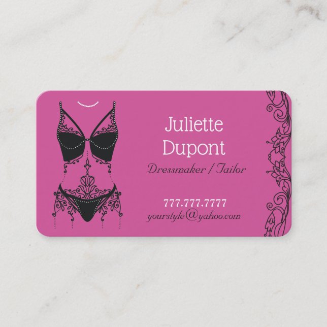 Stylish Tailor Dressmaker Lingerie salon Business Card (Front)