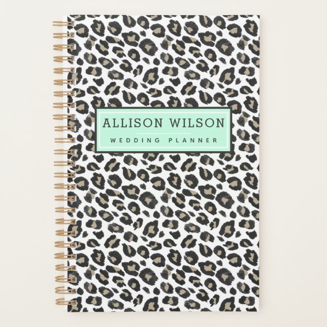 Stylish Tan Leopard Print Planner (Front)