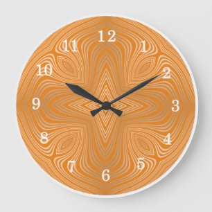 Stylish Tangerine Orange Gold Mandala Large Clock