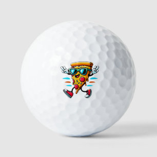 Stylish tasty pizza slice character adds energy golf balls