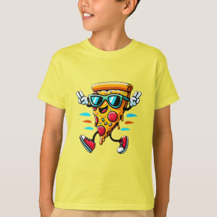 Stylish tasty pizza slice character adds energy  T-Shirt