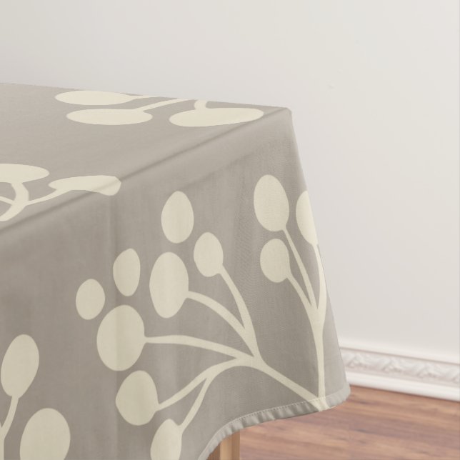 Stylish Taupe Floral Pattern Modern Farmhouse Tablecloth (In Situ)