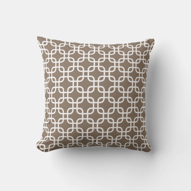 Stylish Taupe Links Pattern Cushion (Front)
