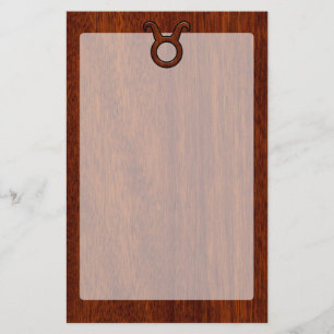 Stylish Taurus Zodiac Sign on Mahogany like print Stationery