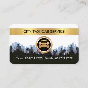 Stylish Taxi City Skyline Border Business Card