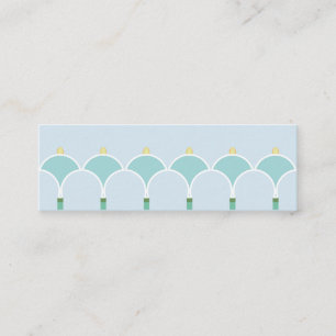 Stylish teal and white geometric flower arches mini business card
