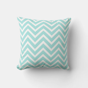 Stylish Teal Blue Chevron Pattern Cushion