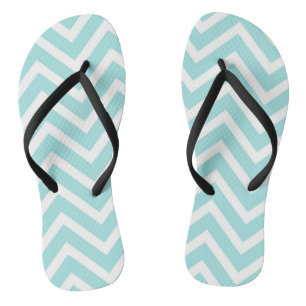 Stylish Teal Blue Chevron Pattern Thongs