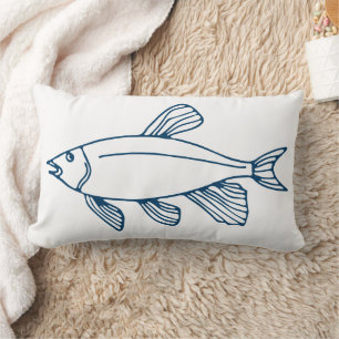 Stylish Teal Blue Fish - Nautical / Ocean Theme Lumbar Cushion