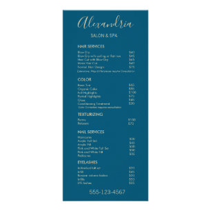 Stylish Teal Blue Salon Service Spa Menu