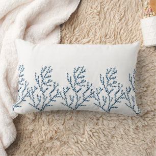 Stylish Teal Blue Seaweed Pattern - Ocean Theme Lumbar Cushion