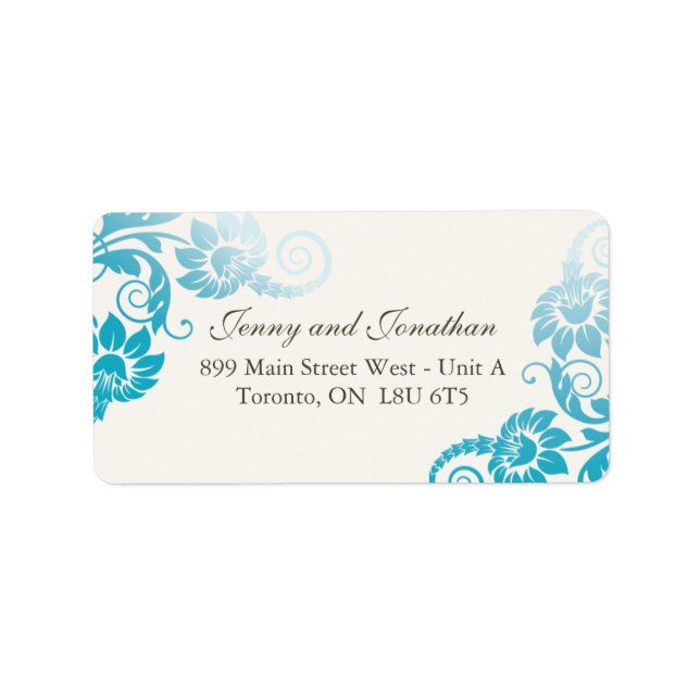 Stylish Teal Floral Address Labels (Front)