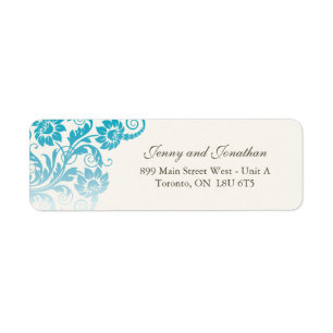 Stylish Teal Floral RSVP Address Labels