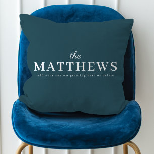 Stylish Teal   Modern Minimal Trendy Blue Name Cushion