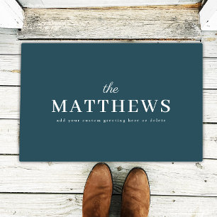 Stylish Teal   Modern Minimal Trendy Blue Name Doormat