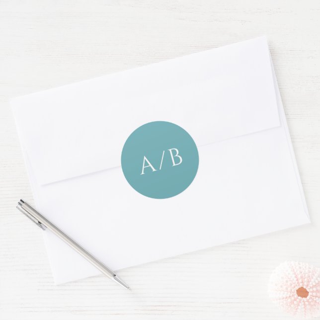 Stylish Teal Modern Wedding Classic Round Sticker (Envelope)