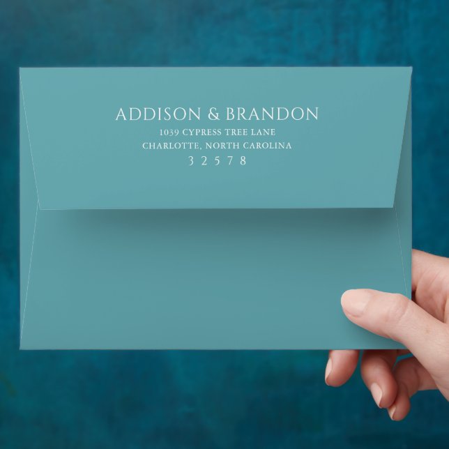 Stylish Teal Modern Wedding Envelope (Hand)