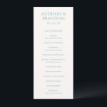 Stylish Teal Modern Wedding Program<br><div class="desc">Elegant wedding program featuring a classic design with a simple layout.  Your names and wedding date are prominently displayed in a large traditional serif font.  The simplicity of this design is great for a formal wedding.</div>