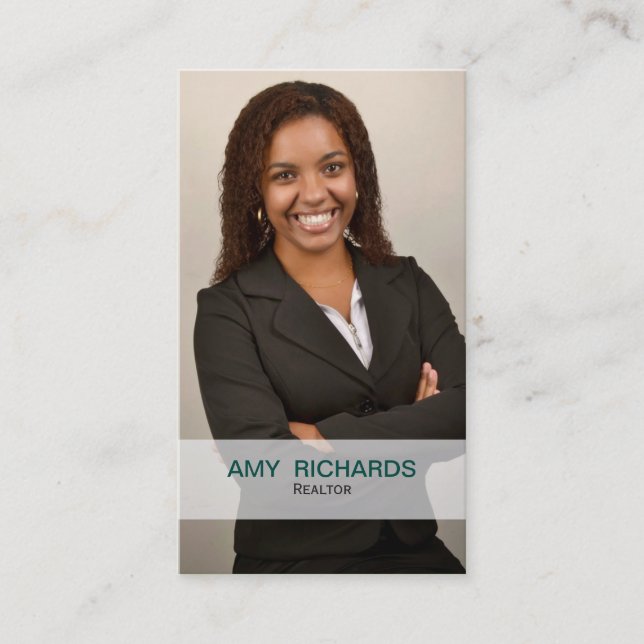 stylish teal Photo Real estate  businesscards Business Card (Front)