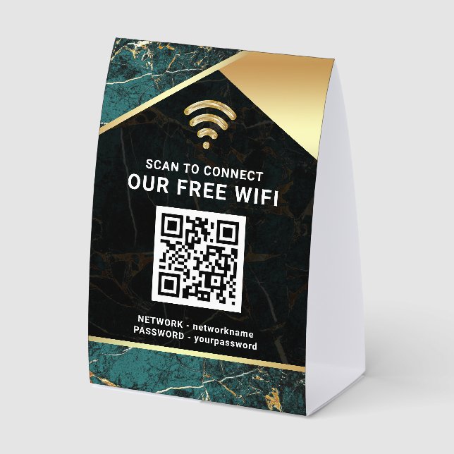 Stylish Teal QR Code Wifi Network Password (Front)