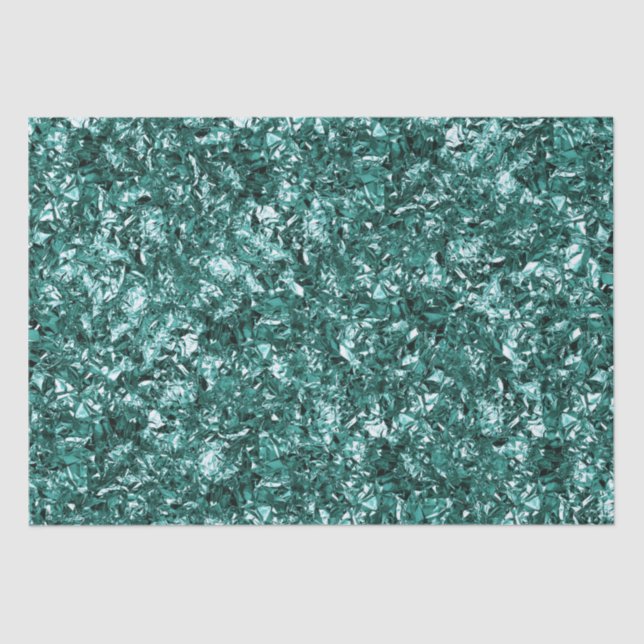 Stylish Teal Shimmer Glitter Glam Pattern Tissue Paper (Front)