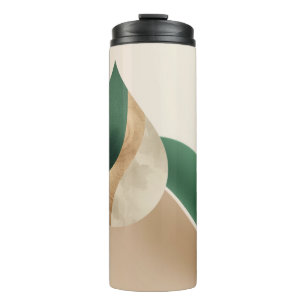 Stylish Teardrop Wave Beige and Green Thermal Tumbler