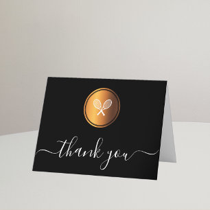 Stylish tennis theme thank you card